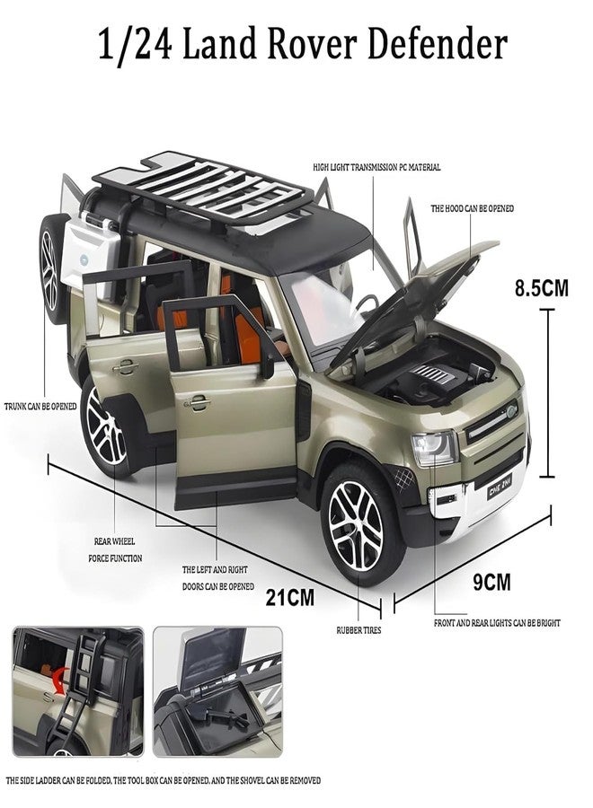 Spindoo 1:24 Die-Cast Land Rover Defender SUV Model Car - Pull Back Toy Car with Sound & Light | Unbreakable Alloy Metal Vehicle for Kids 3+ | Collector’s Model (Random Color) - Image 2